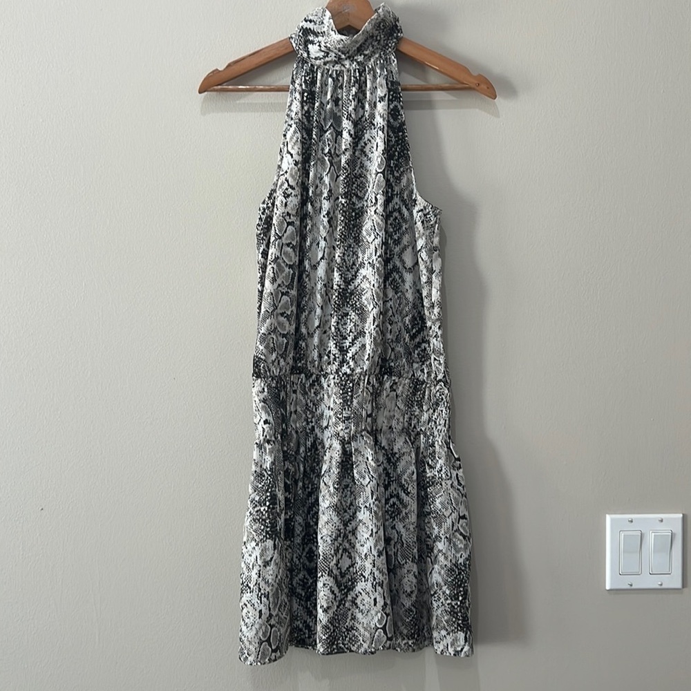 BE + DO Womens Halter Neck Snake Skin Print Mini Dress in size Small